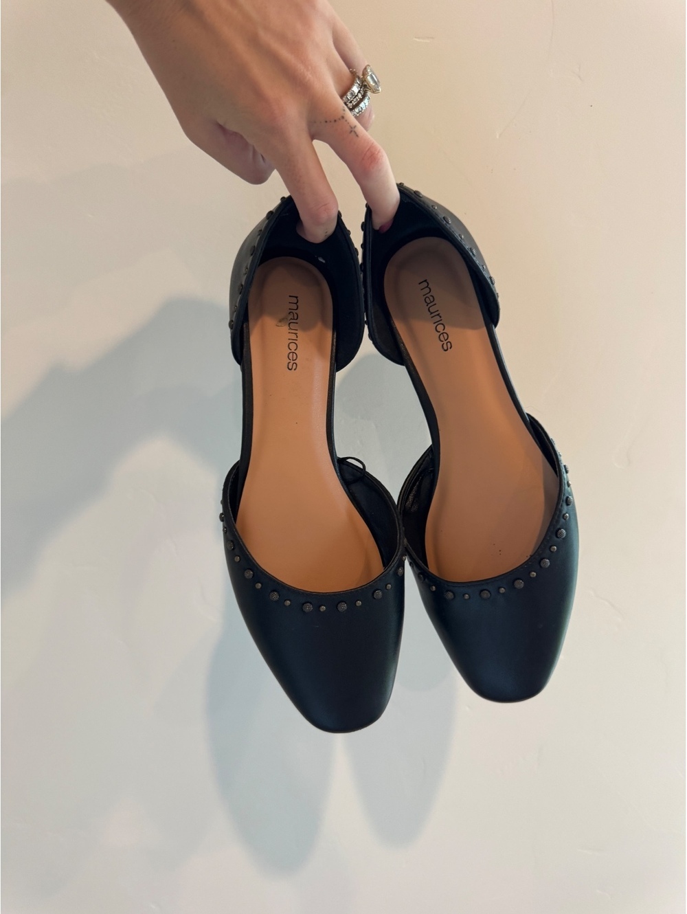 Maurices Black Studded D’Orsay Ballet Flats Size 8